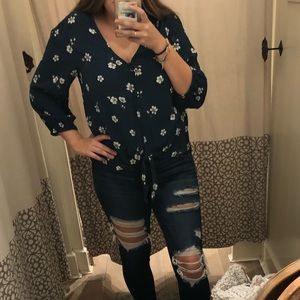 Blue Floral Top